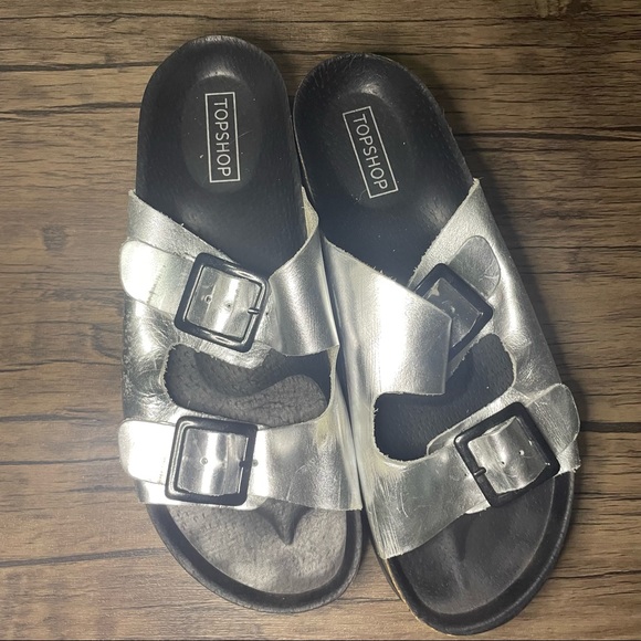 Topshop Shoes - Topshop Silver Platform Double Strap Sandals